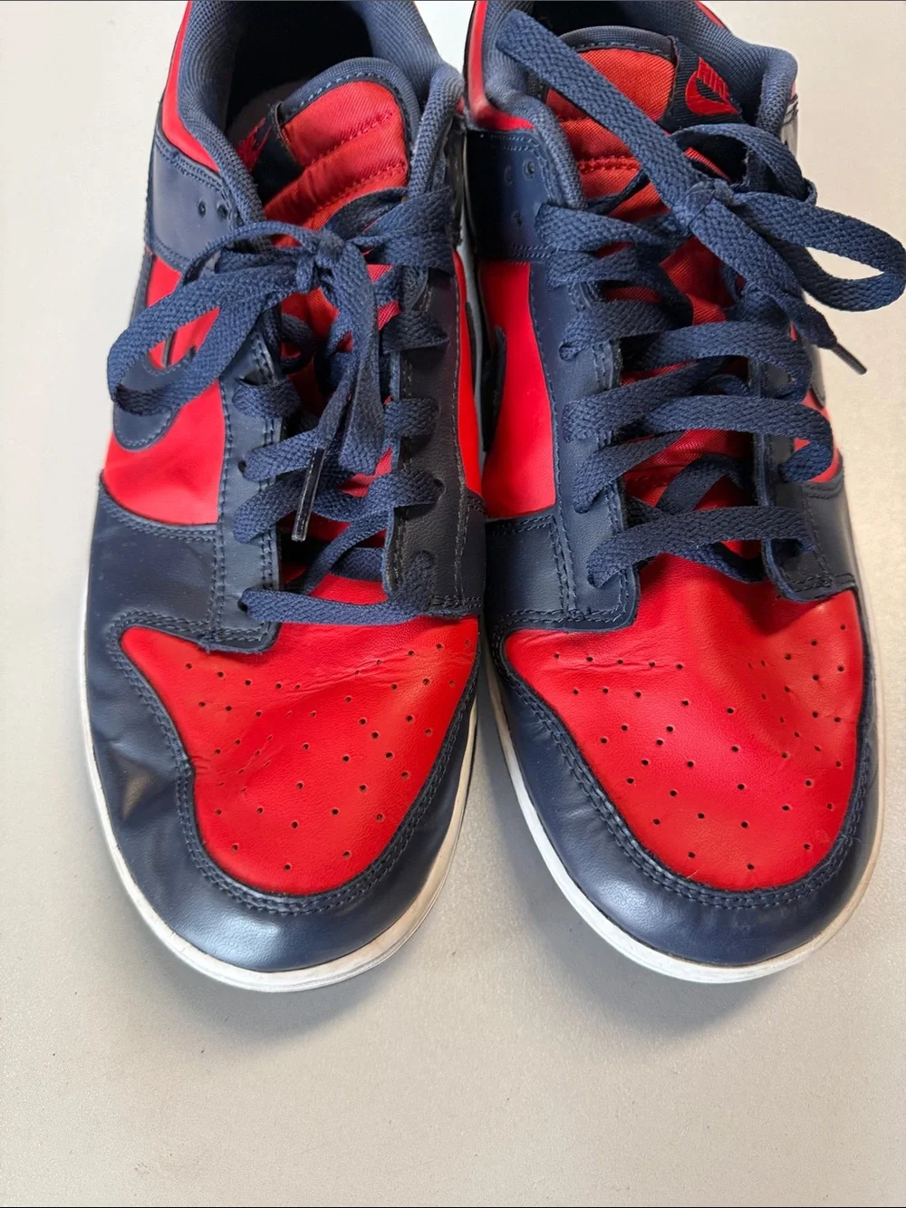 NIKE Men's Dunk Low Retro Navy Red Shoes Size 11 - Picture 9 of 12